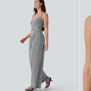 HALARA Gray Spaghetti Strap Jumpsuit